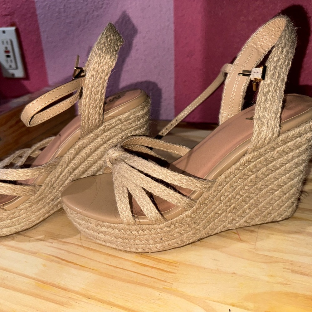 MIA Tan Wedge Sandals